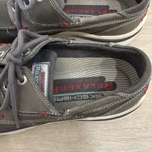 Skechers Men's 8.5 Relaxed Fit Memory Foam Boat Shoes CHAR Gray Excellent Cond - Picture 7 of 11